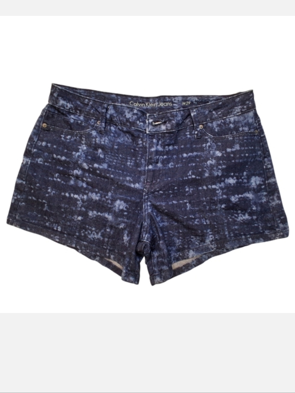 Calvin Klein Jeans Womens Size W29 Denim Short Stretch Blue Bleach Splatter Acid